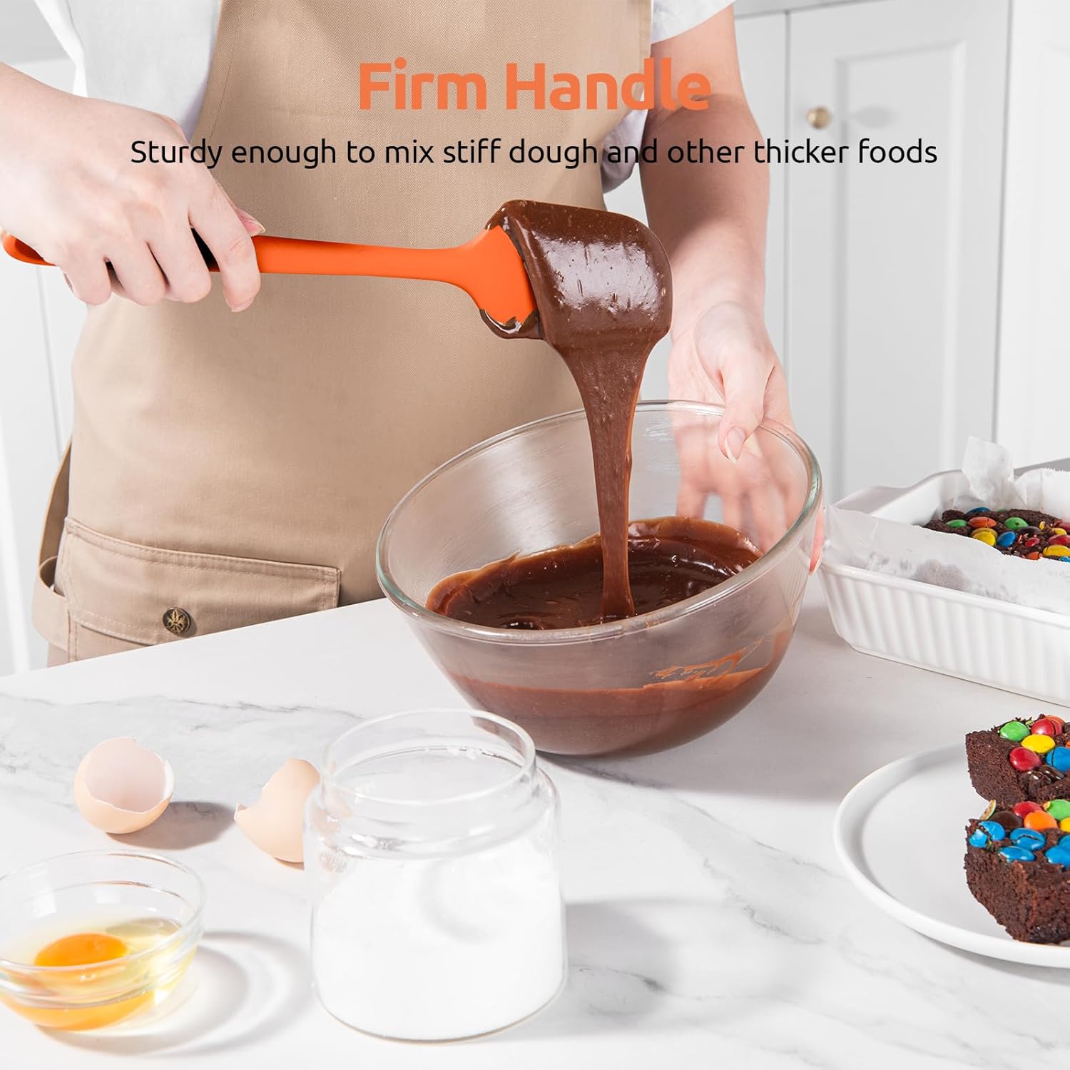 U-Taste Silicone Spatula Set with 600 Degrees Fahrenheit Heat Resistant (Orange)