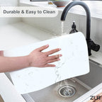 ZLR Coffee Mat - 16" x 24" Extra Large Kitchen Hide Stain Absorbent Dish Drying Mat for Countertop - Easy to Clean Coffee Bar Mat for Espresso Machine and Spill Protection - Milk White