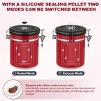 ShanSon Coffee Canister Airtight Coffee Container Stainless Steel Coffee Bean Storage Container with Scoop Coffee Canister for Beans Grounds Sugar Flour Tea Cereal,22OZ,Red