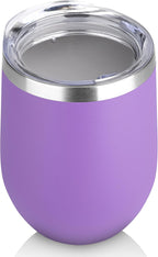 DOMICARE Stainless Steel Wine Tumbler Bulk with Lid, Personalized Insulated Tumblers Set, 12oz Travel Coffee Cups Pack of 1, Purple