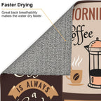 Retro Coffee Pattern Dish Drying Mat, Highly Absorbent Microfiber Kitchen Counter Pad Reusable Washable, 16*18"