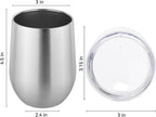 DOMICARE Stainless Steel Wine Tumbler Bulk with Lid, Personalized Insulated Tumblers Set, 12oz Travel Coffee Cups Pack of 1, Stainless steel