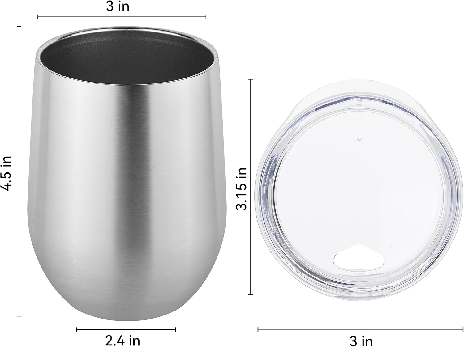 DOMICARE Stainless Steel Wine Tumbler Bulk with Lid, Personalized Insulated Tumblers Set, 12oz Travel Coffee Cups Pack of 4, Stainless steel