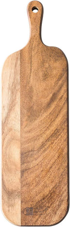 Wood Cutting Board with Handle, Long Acacia Serving Board Wooden Cheese Board Charcuterie Boards Wood Board for Food Bread Fruit 16.1x4.7x0.6 Inch