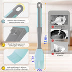 Silicone Basting Brush & Spatula - Extra Long, Heat Resistant, for Baking, Scraping, Mixing, BBQ, Grill, Kitchen, Cooking, Spread Oil, Butter, Sauce (Blue Brush & Spatula)