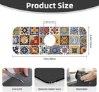 2Pcs Dish Drying Mats Faucet Mats Sets Large Size Coffee Mats Sink Faucet Mat Splash Guard for Kitchen Counter Bathroom Sink Coffee Bar Kitchen Decor (Retro Boho, 18"x24" 15" x 5.5"Set)