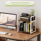 Aduanbang Coffee Bar Accessories Organizer, 2 Tier Wooden Kitchen Counter Shelf, Coffee Organizer Station for Countertop, Condiment Rack for Mugs, Cups, Cream, Syrup