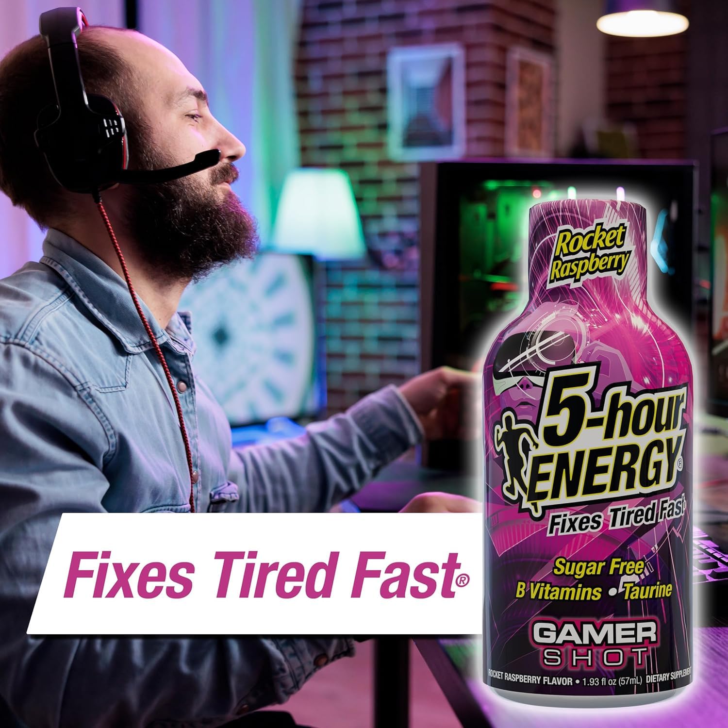 5-Hour Energy Gamer Shots Variety Pack, 24 Count (1.93 fl oz) - Extra Strength Apple Bash, Rocket Raspberry, Pineapple Charge Flavors