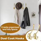 Wall Hooks for Hanging, 15-Pack Heavy Duty Metal Coat Hooks, for Living Room, Bathroom, Kitchen, Bedroom for Towel, Hat, Key, Closet, Bag (Gold)