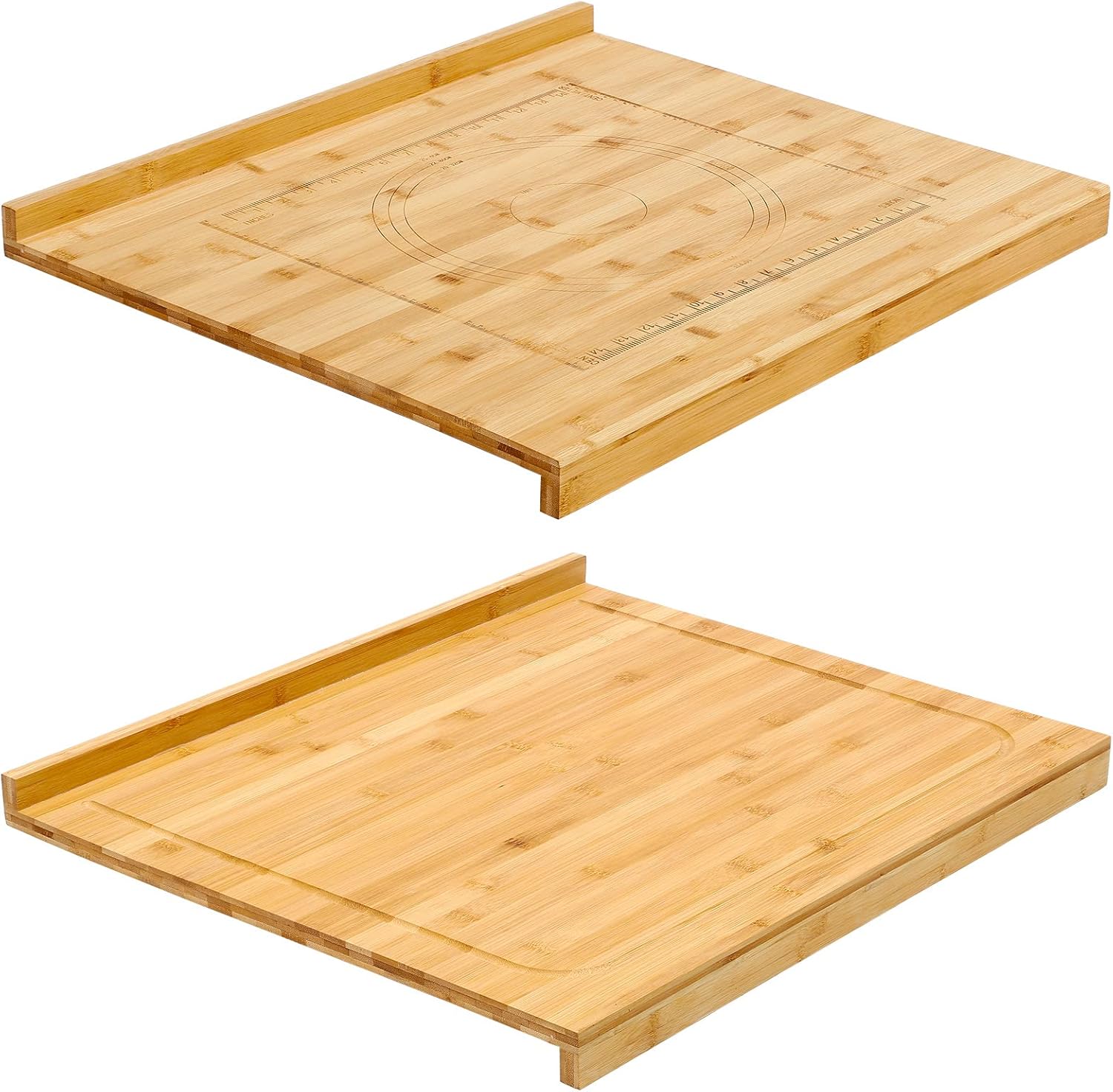 Vesici Reversible Pastry Board with Lip for Rolling Dough Large Wooden Cutting Chopping Kneading Board with Engraved Measurements for Counter Table Top Kitchen(Wood,24 x 22.8 x 1.5 Inch)