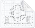 U-Taste Liquid Silicone Pastry Mat: 16"x20" Food-Grade Non-Stick Dough Rolling Baking Sheet, Non Slip for Kneading Prep Pizza, Fondant, Pie Crust with Clear Measurement and Raised Edges (Transparent)