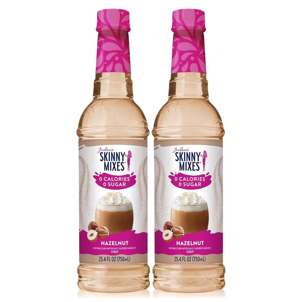 Jordan's Skinny Syrups, Hazelnut Coffee Syrup, Sugar Free, 25.4 Ounces (Pack of 2), Zero Calorie Drink Flavoring & Mixes