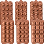 6 Pack Chocolate Molds Candy Molds Silicone, Food-Grade Non-Stick Jello Mold, Crayon Mold, Silicone Baking Mold, BPA Free, including Flower, Heart, Star, Round, Square, Whirlpool