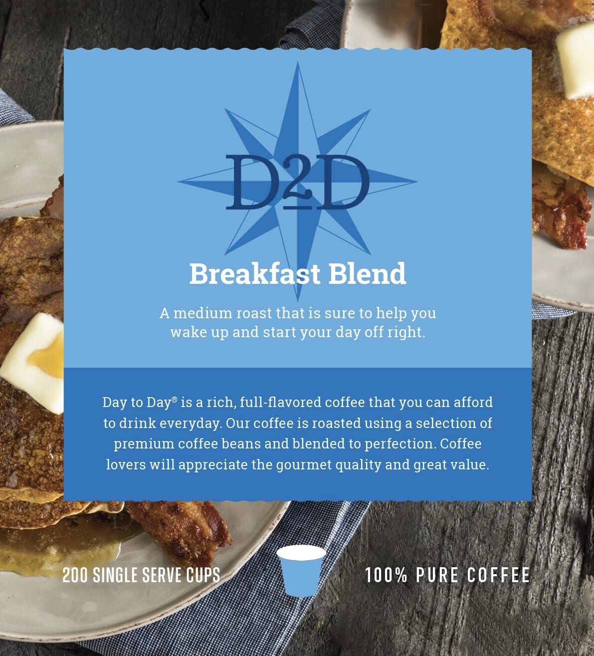 Day To Day 200-Count Breakfast Blend Medium Roast Single Serve Coffee Pods for K-Cup Keurig Brewer