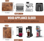 360° Appliance Slider Sliding Tray, Coffee Maker Rolling Tray for Counter Under Cabinet Coffee Pot Mat for Espresso Machine, Toaster, Air Fryer, Quiet Wheels, Brown (Large 15.7"×13")