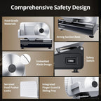 Powerful Deli Meat Slicer Machine, 200W Electric Food Slicer with 3 Types of 7.5" Stainless Steel Blades, Adjustable Thickness 0–15mm, for Meat, Cheese, Bread, Vegetables, Home Use