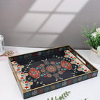 Spsyrine Serving Tray with Handles, Plastic Decorative Tray for Coffee Table, Living Room, Home Decor, 3040M