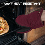 Oven Mitts and Pot Holders Set, Pack of 4, Heat Resistant Silicone Kitchen Mini Oven Mittens for 500 Degrees, Mini Oven Gloves and Hot Pads for Baking Grilling Barbecue Microwave Machine Washable