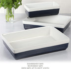 MARTHA STEWART 3 Piece Oven to Table Stoneware Bakeware, Baking Dish & Casserole Set Cobalt Blue