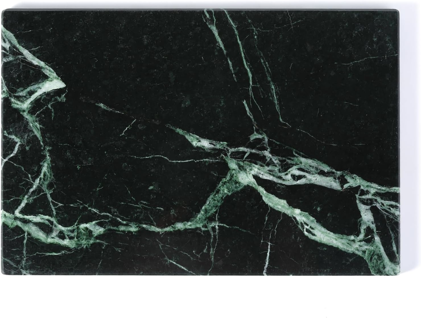 Koville Natural Green Marble Cutting Board for Kitchen Pastry Bread Macaron Display, 12" x 8" Real Stone Slab Marble Cheese Board for Home Countertop, Bathroom Perfume Tray Candle Plate