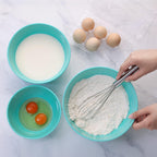 TP Mixing Bowl Set with Lids, 6-Piece Melamine Nesting Bowls Set for Pasta Baking Salad Mixing, Set of 3, Glossy Turquoise