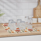 Fall Dish Drying Mat for Kitchen Counter Mushroom Drying Pad Absorbent Drying Mats for Countertops Sinks Draining Racks Autumn Plant Leaves Drainer Holiday Harvest Thanksgiving Decorations 16x18