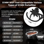 IKAPE Mantis WDT Distribution Tool, V3-51mm Espresso Stirrer Distribution Tool for Barista - 8 Needle Espresso Stirrer with Dosing Funnel & Stand, Adjustable Needle Height, Walnut Handle