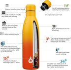 BJPKPK 25oz Insulated Stainless Steel Water Bottles Reusable Metal Travel Sports Water Bottle Keep Cold and Hot,Sunset Orange