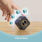 KADAMS Pomodoro Cube Timer Productivity Visual Timer - 5/10/25/50 Min Rotating Countdown, Customize Countup Silent Mode- for Work Study Cook Workout Kitchen Back to School Classroom (Black 2 Pack)