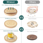 Coasters Sets of 6 Housewarming Gifts for Home Decoration Absorbent Coasters with Holder for Coffee Tabletop Protection 4.3 Inch Beige