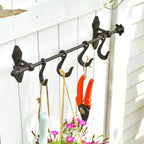 Sungmor Vintage Cast Iron Wall Hook Rack - Rustic Farmhouse Wall-Mounted Hanger for Coats, Keys, Mugs, Towels - Heavy Duty Decorative Organizer with 4 Removable Hooks