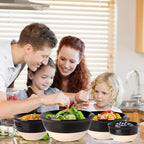 Hasense Large Ceramic Mixing Bowls, 2.1/1.5/1.0/0.5 Qt Serving Bowls for Kitchen, Nesting Salad Bowls Set for Mixing, Cooking, Baking, Fruit, Side Dishes, Holiday Serving Dishes, Set of 4, Black