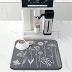 Dish Drying Mat for Kitchen Counter 16x18in Grey Washable Quick Dish Drying Pad Rubber Backed Absorbent Draining Mat