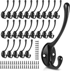 Wall Hooks for Hanging, 25-Pack Heavy Duty Metal Coat Hooks, for Living Room, Bathroom, Kitchen, Bedroom for Coats, Towel, Hat, Key, Closet, Bag (Black)