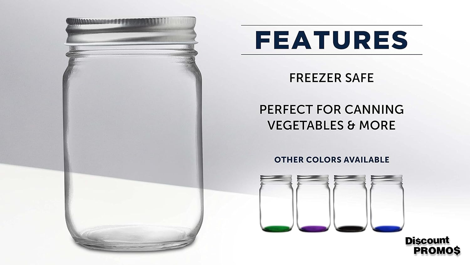 DISCOUNT PROMOS 10 Decorating Mason Jars Set, 12 oz. - Canning, Aluminum Lid - Clear