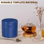 uxcell 2Pcs Round Tea Canisters, 3" x 3" Airtight Metal Tea Containers for Loose Tea, Coffee Beans, Spices - Durable, Compact, and Stylish Storage Tea Tin (Blue)