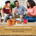 Kamsah Olive Wood Coasters Set of 6 & Holder - Handmade, Natural, Durable Wooden Coasters for Drinks - Round, Rustic, Farmhouse Coaster for Table, Bar, Desk, Coffee Table, Kitchen, & More