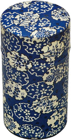 Japanese Pokkan Coffee Spice Tea Tin Canister Washi Paper Storage with Lid 7.05 oz Capacity (Hana Yukiwa)