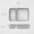 Bentgo Prep - 20-Piece 2-Compartment Reusable Meal Prep Containers with Lids, PFAS & BPA Free Materials, Durable, Microwave, Freezer, & Dishwasher Safe To Go Food Storage (Silver)