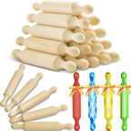 Suclain 15 Pcs Wooden Mini Rolling Pin Long Kitchen Baking Small Dough Rolling Pin for Children Fondant Pastry Pizza Crafting and Imaginative Play for Halloween and Christmas Presents (7 Inches)