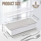 Remerry 6 Pcs Flatware Tray with Lid and Drainer, Plastic Utensil Organizer, Kitchen Cutlery Transparent Storage Box with Lid and Drain Rack, Drawer Tableware Storage Box for Home and Travel (White)