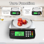 Large Digital Kitchen Scale 40kg/88lb Stainless Steel Price Computing Scale Counting Scale Deli Scale with LCD Display for Baking Bread Cooking Meat Prep Parts and Coins Adapter Included (Black)