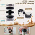 51mm Coffee Distributor & Tamper - Dual Head Adjustable Depth for Breville Barista Pro/Express/Touch - 304 Stainless Steel Coffee Leveler and Hand Tamper, Black