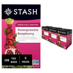 Stash Tea Pomegranate Raspberry & Matcha Green Tea - Caffeinated, Non-GMO Project Verified Premium Tea with No Artificial Ingredients, 18 Count (Pack of 6) - 108 Bags Total