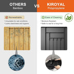 Silverware Organizer, Expandable Kitchen Drawer Organizer, Adjustable Cutlery Organizer, Forks, Knifes, Multipurpose Storage Divider(7-9 Slots), Large, Black