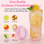 20oz Glass Cups with Lids and Straws - Set of 4 Reusable Tumblers, Thickened Shatter-Resistant Glass, Ideal for Iced Coffee, Smoothies, Cocktails, Juices - Elegant & Durable Drinkware (Pink)