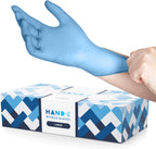 Hand-E Touch Blue Nitrile Disposable Gloves - Latex Free Medical Exam Gloves, Powder Free, Food Safe, Cooking