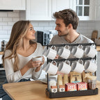 Coffee Mug Holder with 16 Movable Hooks, Metal Coffee Cup Holder for Countertop, 2 Tier Mug Rack with Storage Shelf for Kitchen Office Coffee Mug Rack