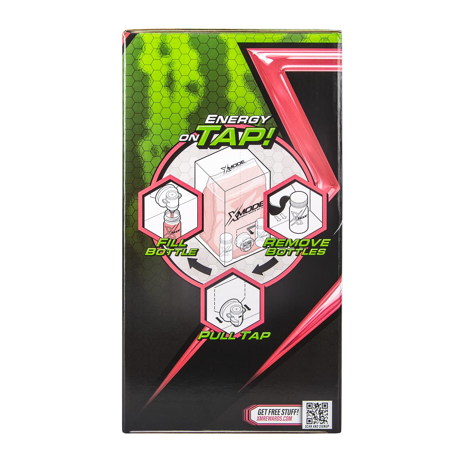 XMODE Energy Shots on Tap (Watermelon Slyce Flavor) – 100 Serving Dispenser with Refillable Bottles for On-Demand Energy at 150mg Caffeine Per Oz