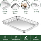Baking Sheet with Cooling Rack Set(2 Baking Pans+2 Baking Racks), CEKEE Stainless Steel Non Stick Small Cookie Sheet Set, Size 10.39 x 8.07 x 1 Inch, Easy to Clean Small Baking Sheet with Rack Set